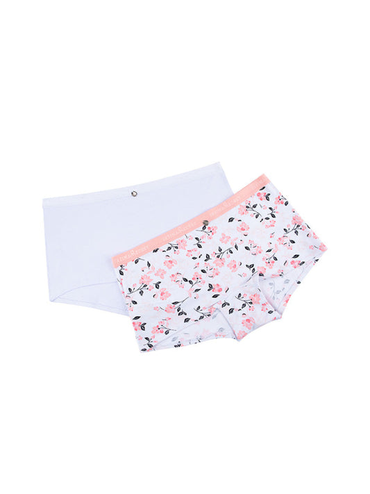 Calzón Tipo Cachetero Algodón Dama Paq X2 Rosa-Blanco Con Flores Calzón