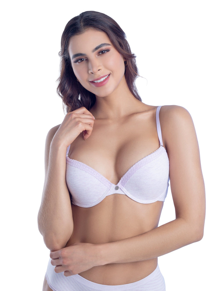BRASIER COPA B EN ALGODÓN BLANCO Y CELESTE