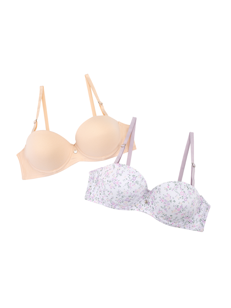 Brasier Strapless Algodón Juvenil Pack X2 Beige - Blanco / 36 Brasier