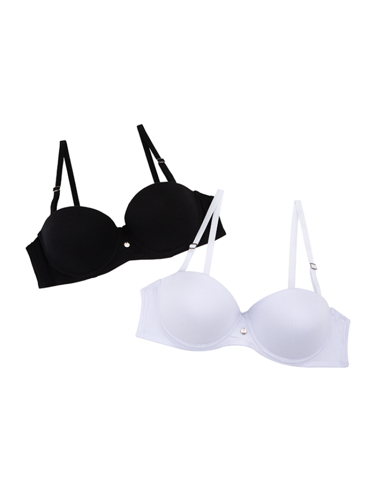Brasier Strapless Algodón Juvenil Pack X2 Lila - Negro / 36 Brasier