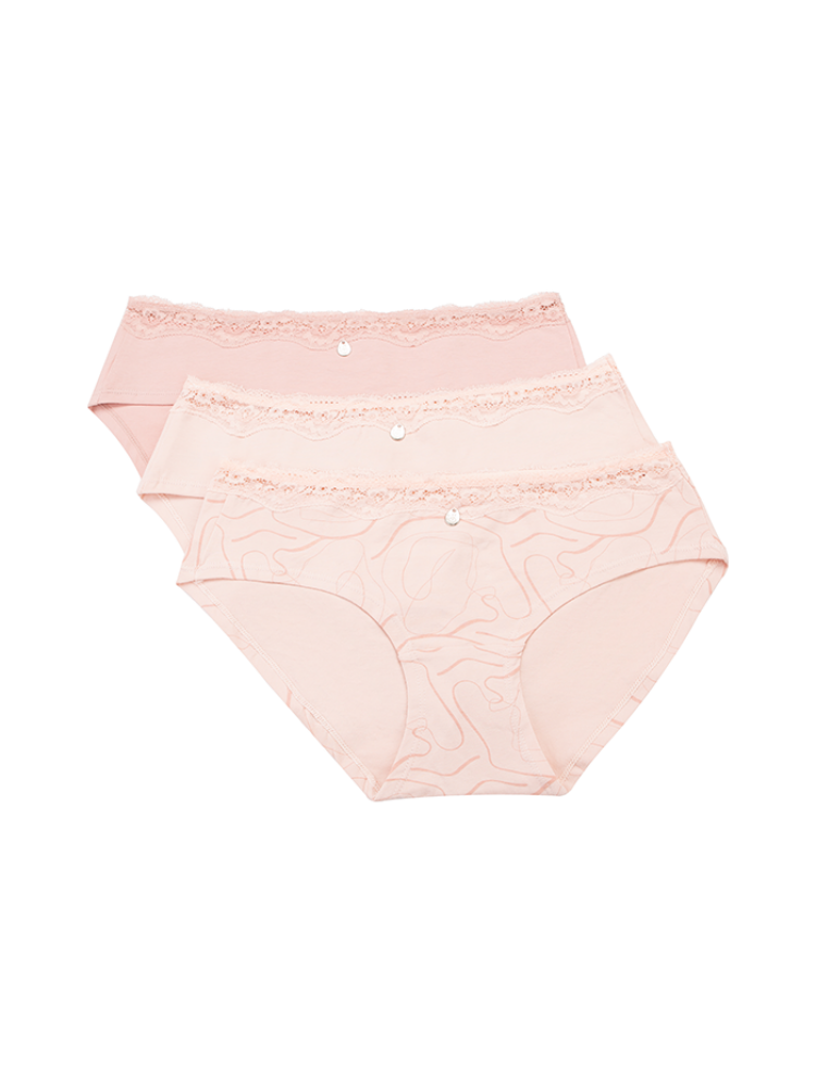 Calzón Tipo Hipster Algodón Dama Paq X3 Rosa Curvas - Rosa - Rosa Calzón