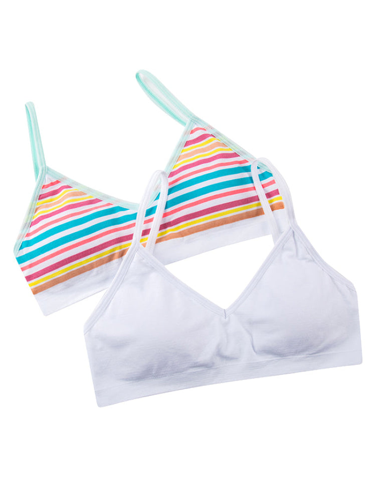 Top Con Copa X2 Blanco-Blanco Rayas / 12 Brasier