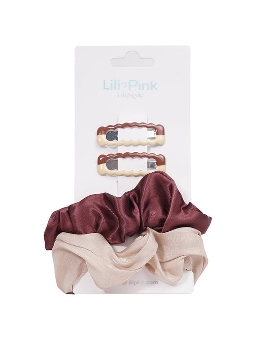 SET HEBILLAS X2 + MOÑA X2 PINK NUDE
