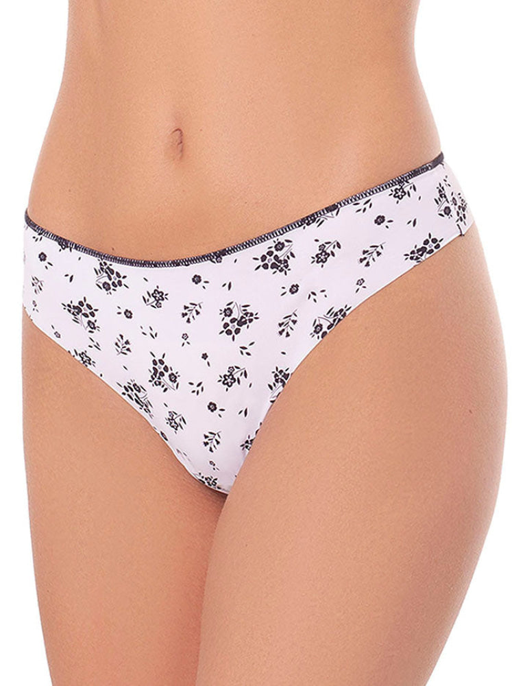 Brasilera Ancha Invisible Paq X3 Blanco Flores-Beige-Negro Calzón