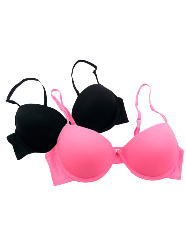 Brasier Juvenil Copa B Paq X2 Negro-Rosado / 32B Brasier
