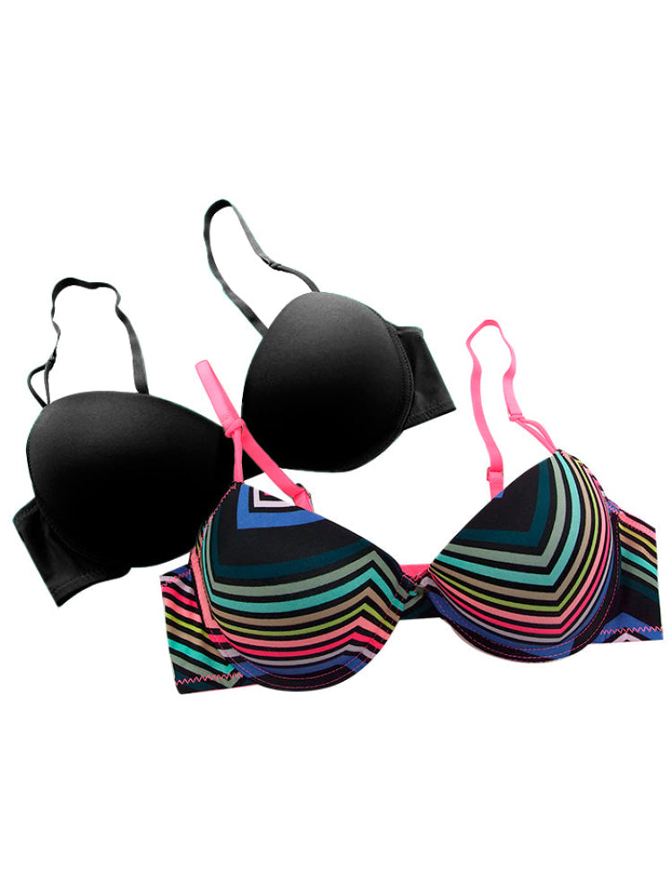 Brasier Juvenil Copa B Paq X2 Negro-Rayas / 34B Brasier