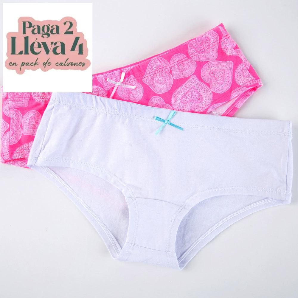 CALZÓN TEEN ROSA CORAZONES-VERDE-BLANCO X3