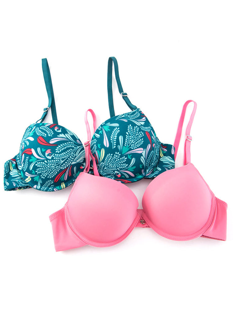 Brasier Nylon Juvenil Copa B Paq X2 Verde-Rosado Brasier