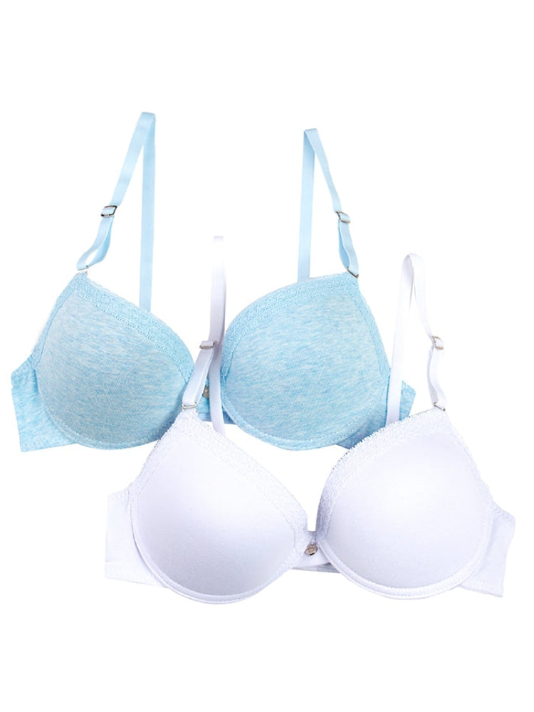 BRASIER COPA B EN ALGODÓN BLANCO Y CELESTE