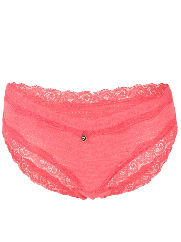 Calzón Algodón Con Encaje Paq X3 Rosado-Gris-Beige Calzón