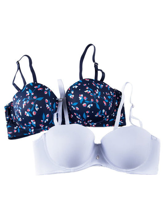 Brasier Jvnil Duo Copa B Azul Flores-Blanco / 36 Brasier