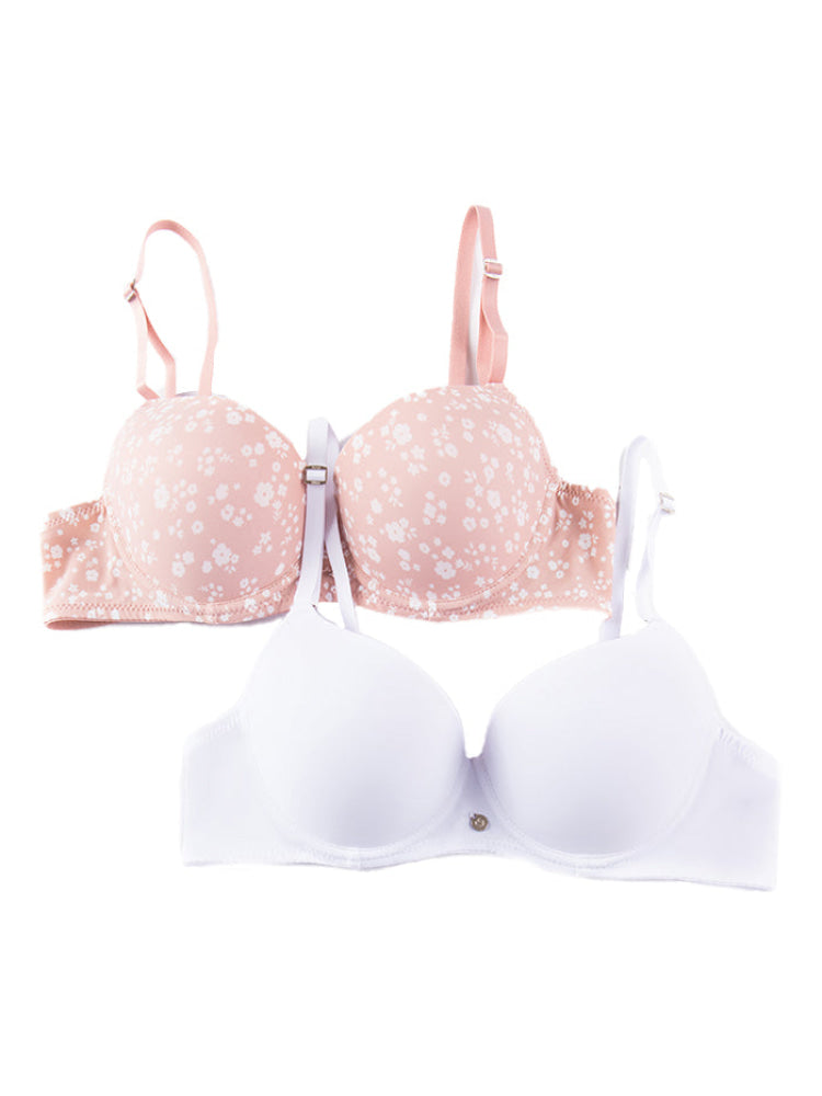 Brasier Jvnil Duo En Microfibra Copa B Rosa Flores-Blanco / 34 Brasier