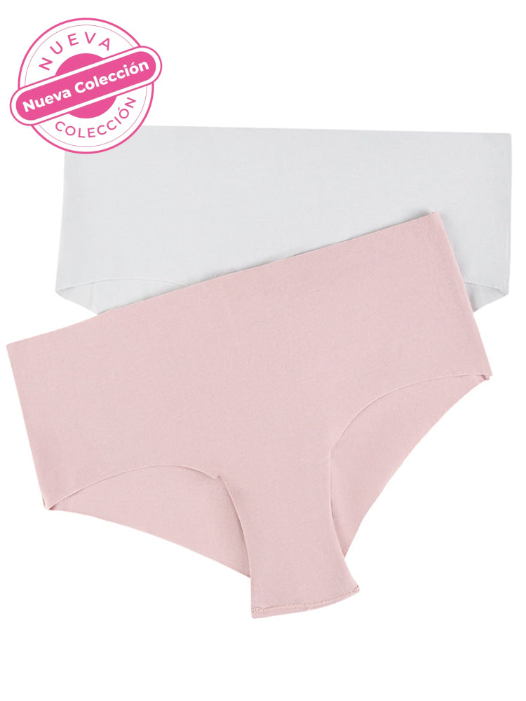 Calzón Corte Laser Con Algodón Paq X2 Rosa-Gris / M Calzón