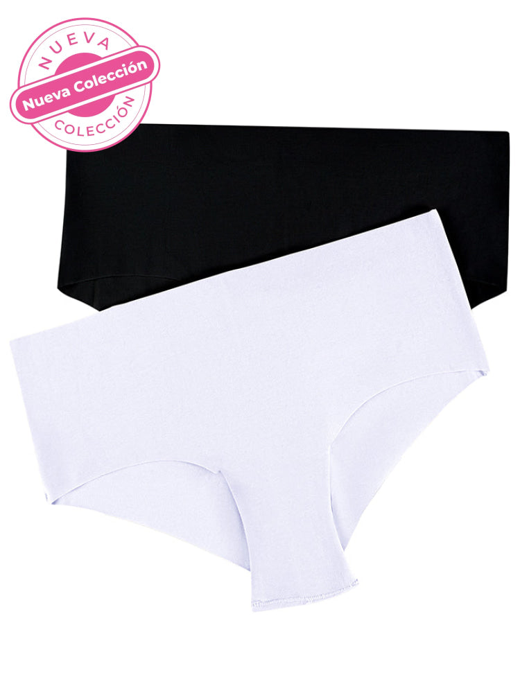 Calzón Corte Laser Con Algodón Paq X2 Blanco-Negro / L Calzón