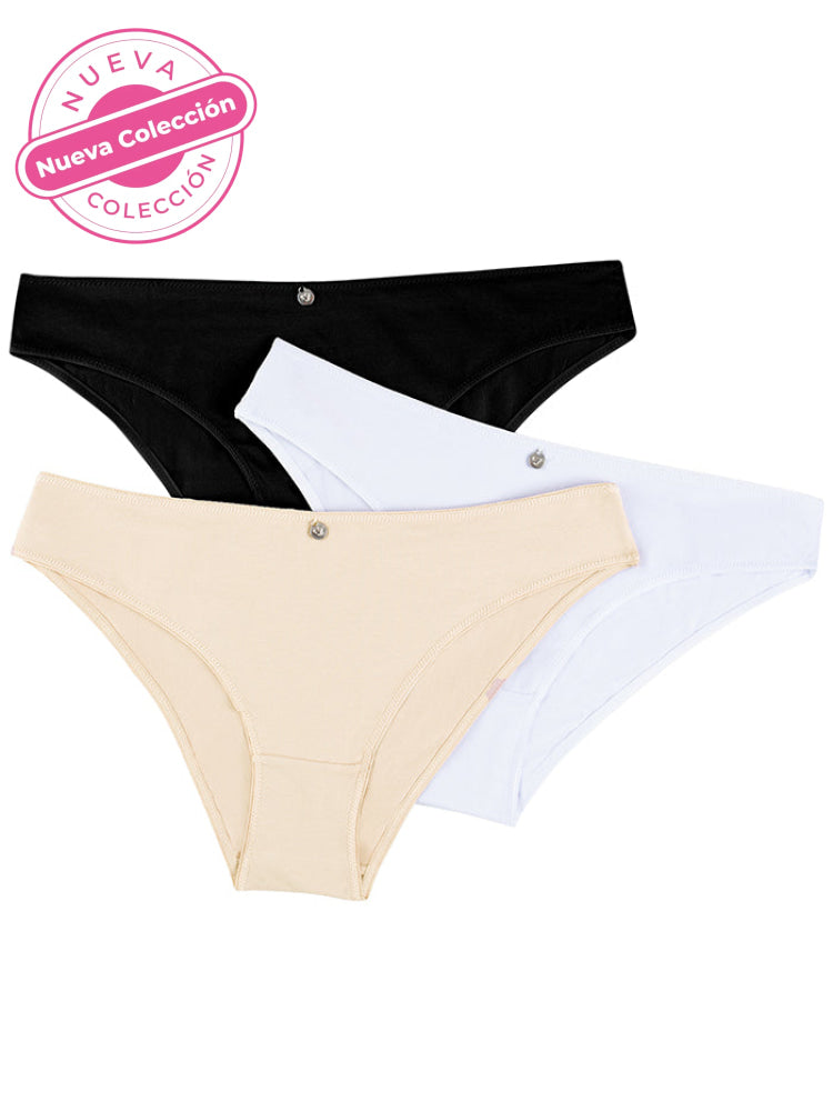 Calzón Clasico Algodón Paq X3 Beige-Blanco-Negro / M Calzón