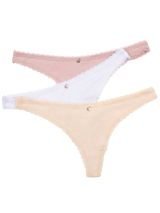 Calzón Algodón Tipo Brasilera Paq X3 Rosa-Beige-Blanco / L Calzón