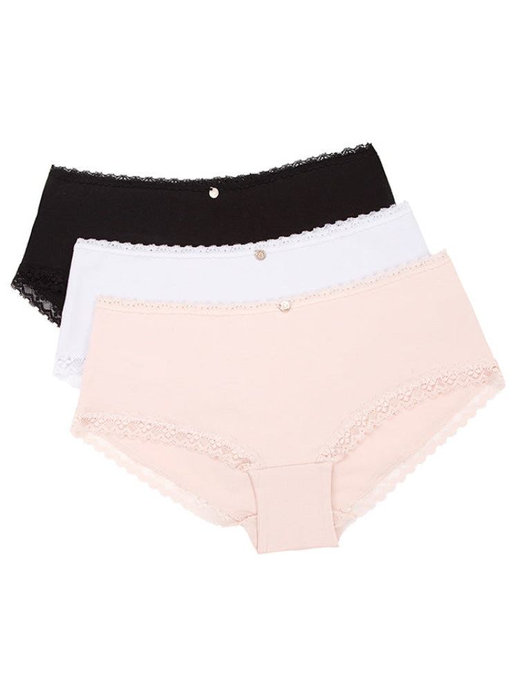 CALZÓN ALGODÓN BASIC ROSA-BLANCO-CAFÉ PAQ X3