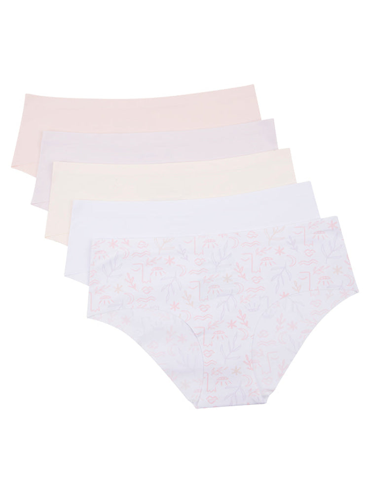 Calzón Corte Laser Semanario Blanco Con Figuras-Blanco-Rosa-Beige-Lila / S Calzón