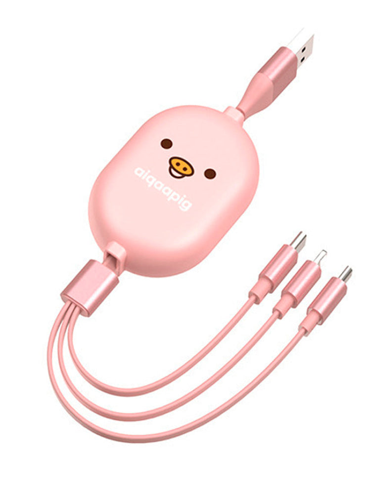 CABLE USB 3 EN 1 ROSA