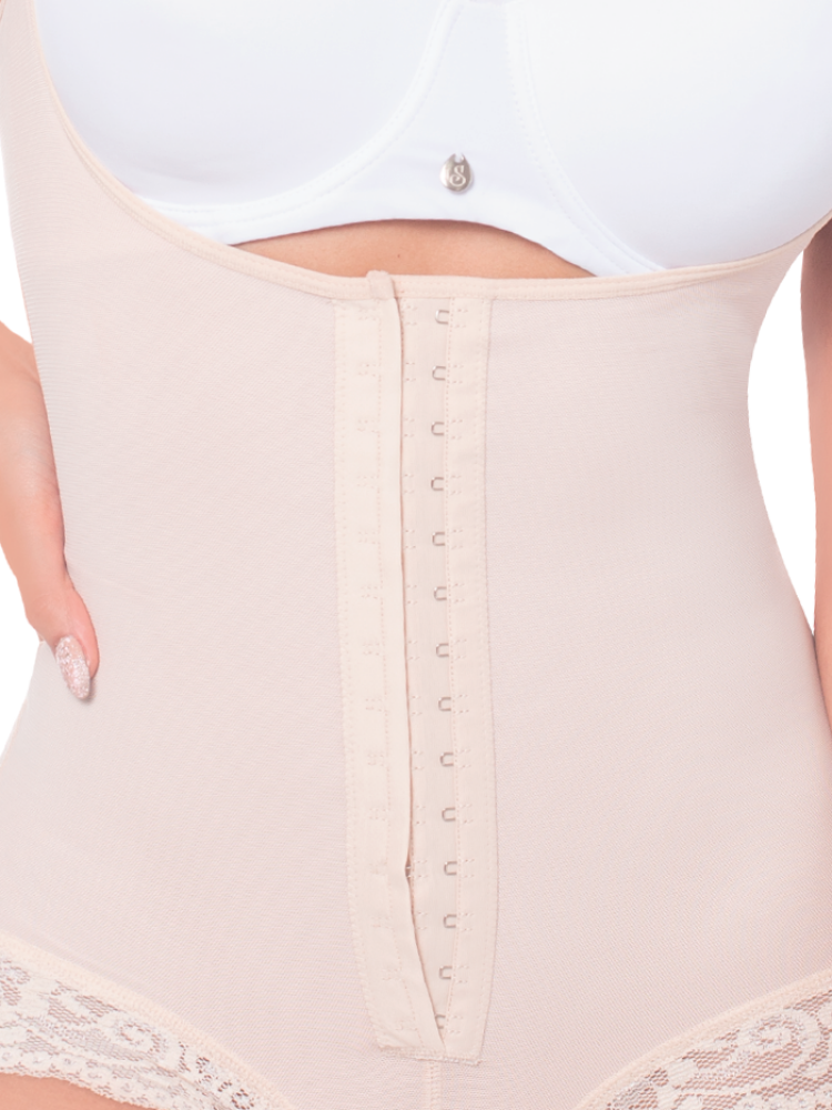 Faja Body Alta Compresión 2 Niveles Broches Frente Beige / L Calzón