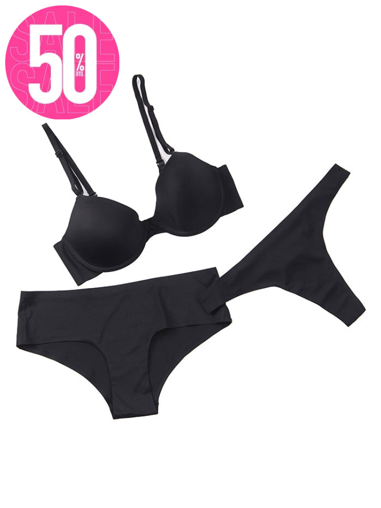 Conjunto Brasier-Hipster-Tanga Negro / 34B Conjunto