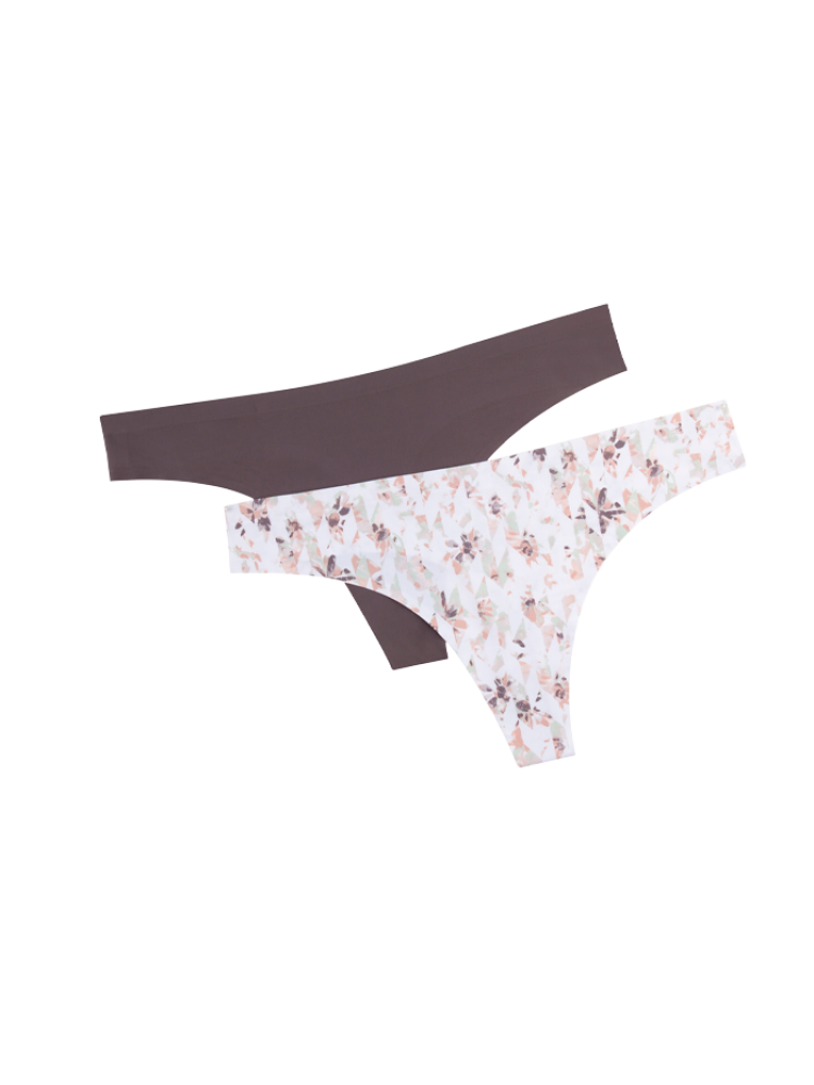 Calzón Corte Laser Paq X2 Blanco Flores-Gris / M Calzón