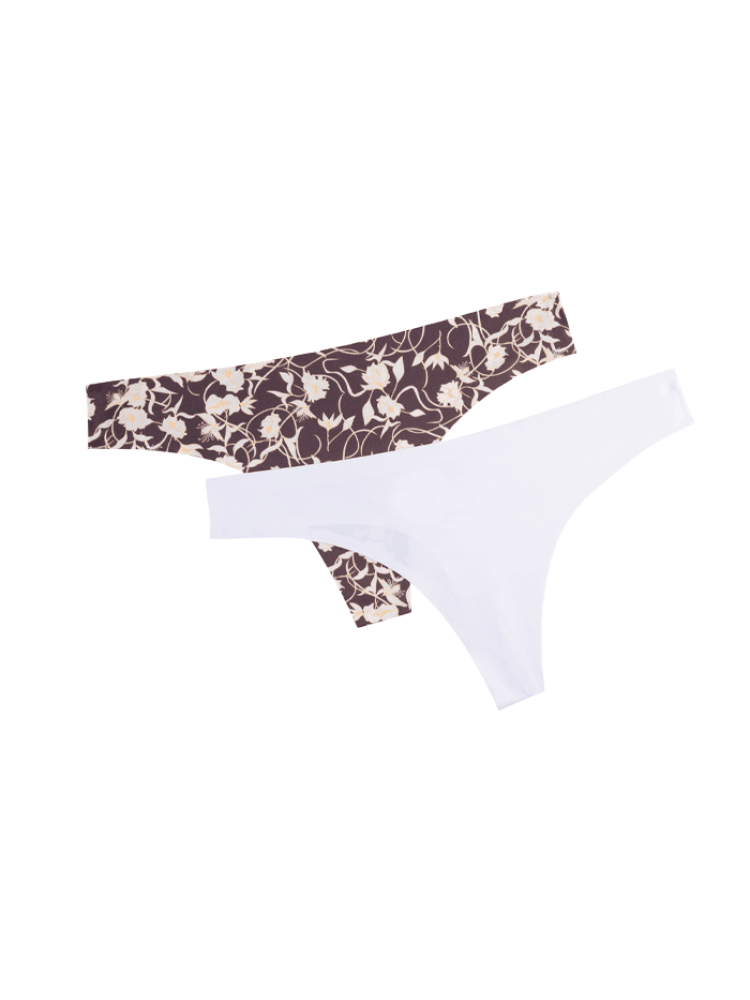 Calzón Corte Laser Paq X2 Gris Flores-Blanco / L Calzón