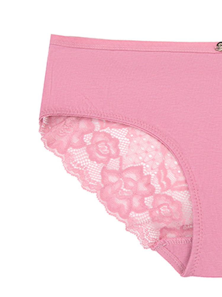 CALZÓN ALGODÓN CON ENCAJE PAQ X3 BLANCO CON FLORES-NEGRO-ROSA
