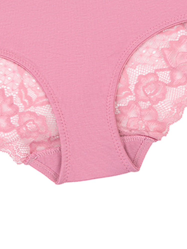 CALZÓN ALGODÓN CON ENCAJE PAQ X3 BLANCO CON FLORES-NEGRO-ROSA