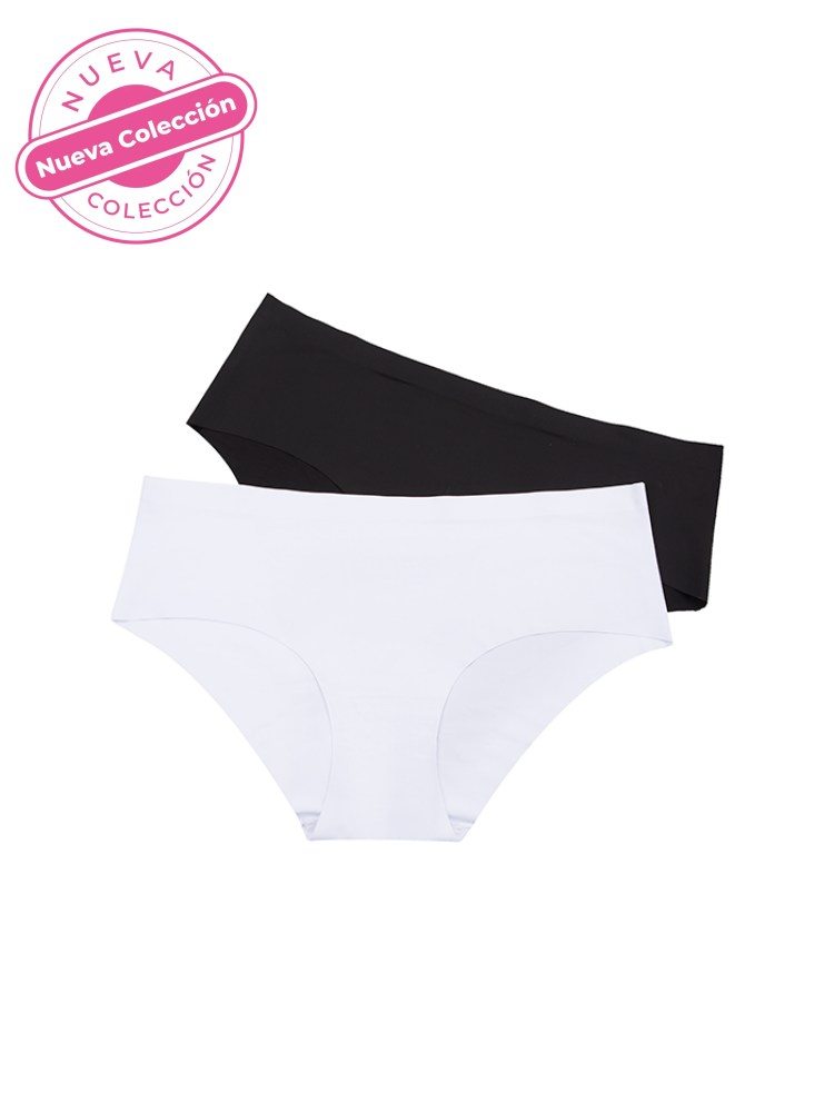 CALZÓN CORTE LÁSER CLASICO PAQ X2 BASICO BLANCO-NEGRO