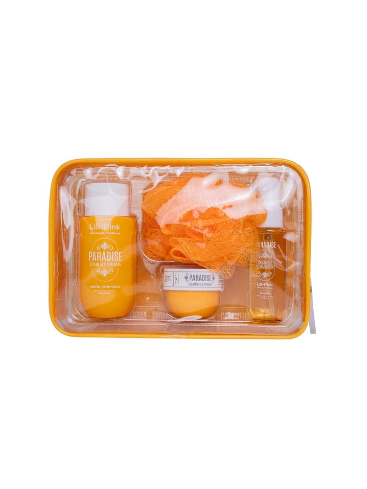 SET SPLASH 40ML + MANTEQUILLA + SHOWER GEL+ESPONJA BAÑO CARAMELO Y NUEZ TOSTADA