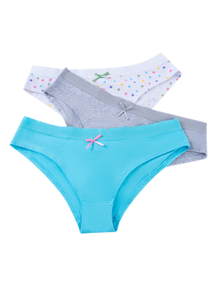 Calzón Algodón Juvenil Paq X3 Blanco Puntos-Gris-Celeste / S Calzón