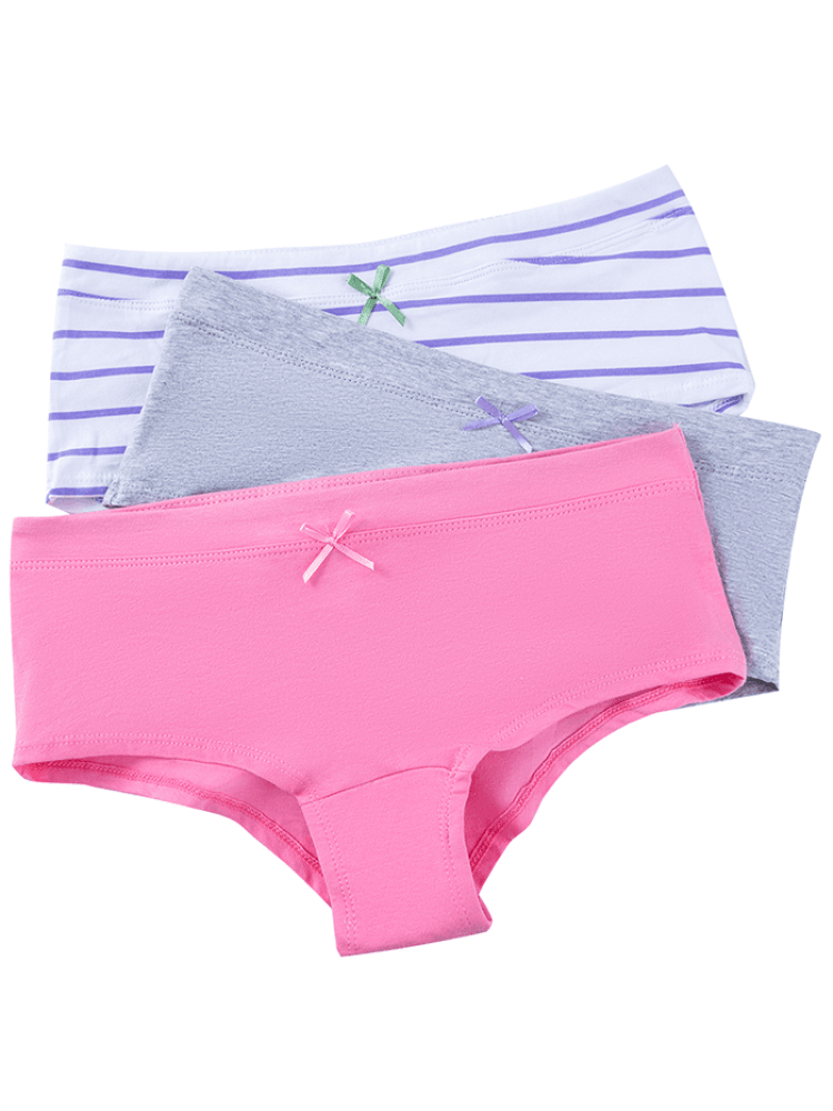 Calzón Algodón Juvenil Paq X3 Gris-Rosa-Blanco Rayas / M Calzón