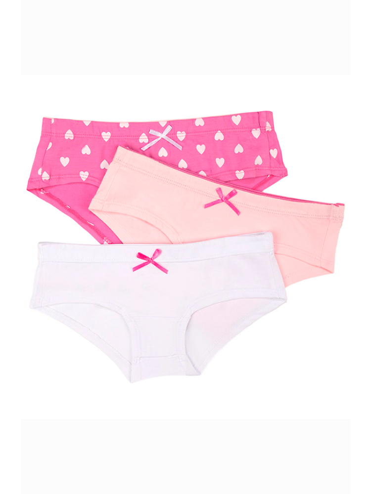 Calzón Algodón Teen Paq X3 Blanco-Piel-Rosa Corazones / 10 Calzón