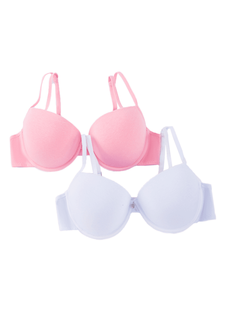Brasier Algodón Paq X2 Rosa-Blanco / 34B Brasier