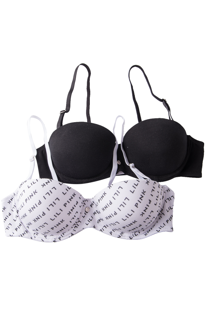 Brasier Algodón Jvnil Dúo Blanco Estampado-Negro Brasier