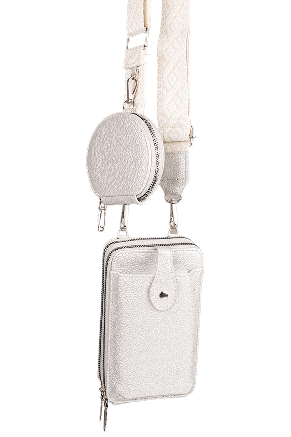 BOLSO CELULAR & BILLETERA MODA GRIS