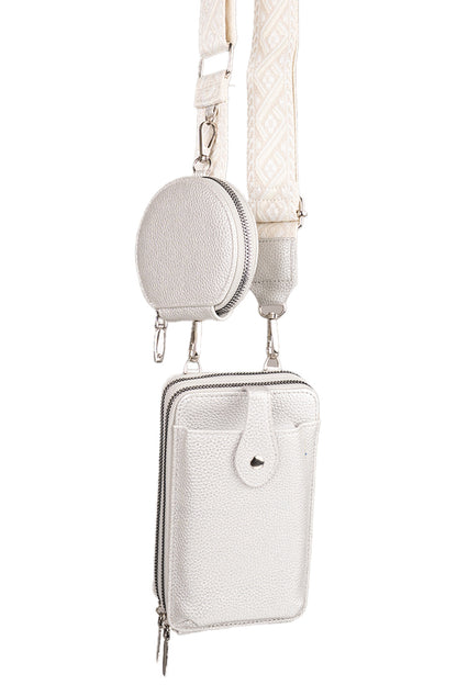BOLSO CELULAR & BILLETERA MODA GRIS