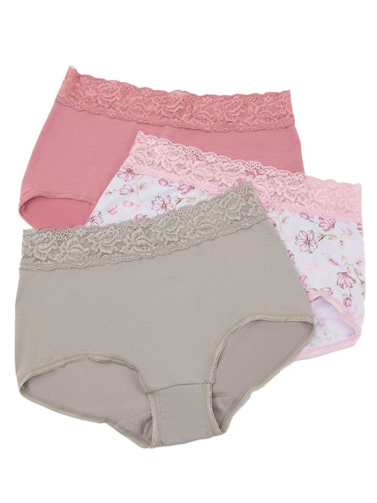 Calzón Algodón Paq X3 Blanco Stamp-Gris-Rosado / L Calzón