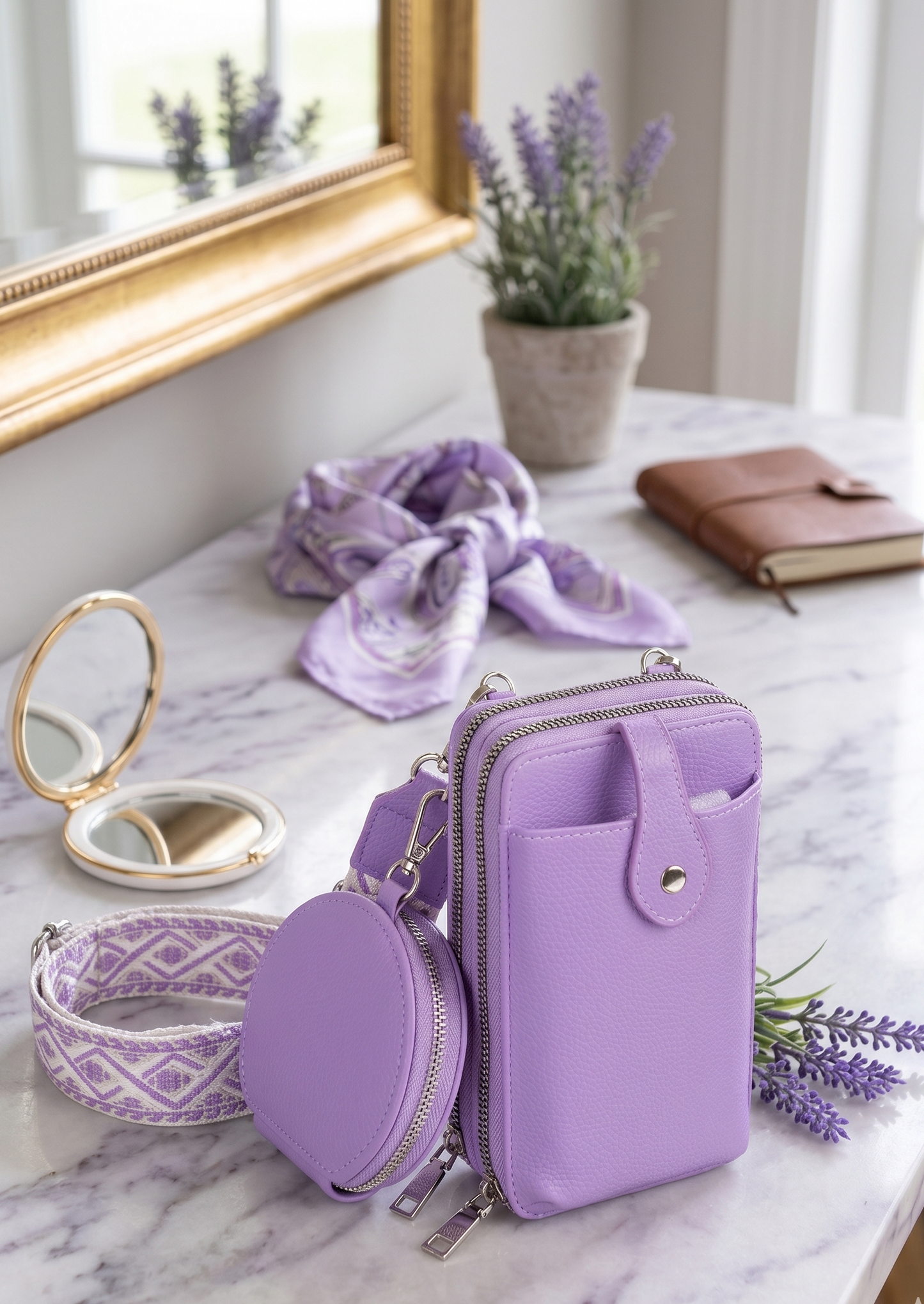 BOLSO CELULAR & BILLETERA MODA LILA BO592