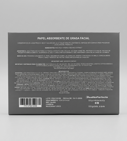 PAPEL ABSORBENTE DE GRASA FACIAL DE CARBÓN