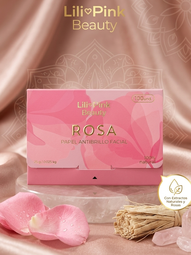 PAPEL ABSORBENTE DE GRASA FACIAL DE ROSA