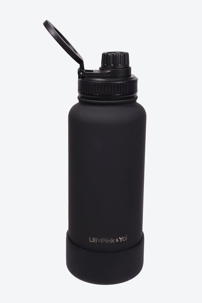 TERMO DE ACERO INOXIDABLE CON SOPORTEPARA CELULAR 2 EN 1 NEGRO 950ML