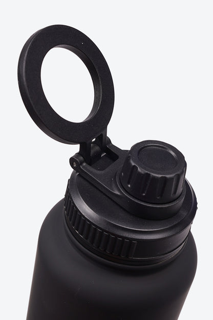 TERMO DE ACERO INOXIDABLE CON SOPORTEPARA CELULAR 2 EN 1 NEGRO 950ML