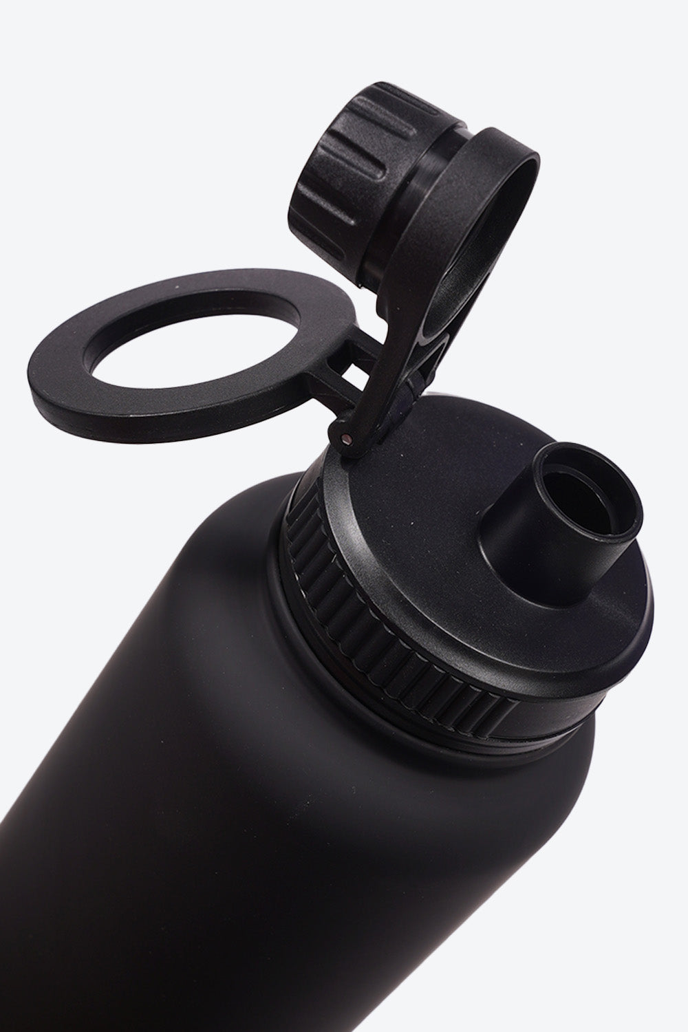 TERMO DE ACERO INOXIDABLE CON SOPORTEPARA CELULAR 2 EN 1 NEGRO 950ML