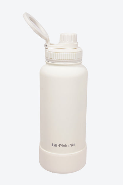 TERMO DE ACERO INOXIDABLE CON SOPORTE PARA CELULAR 2 EN 1 BLANCO 950ML