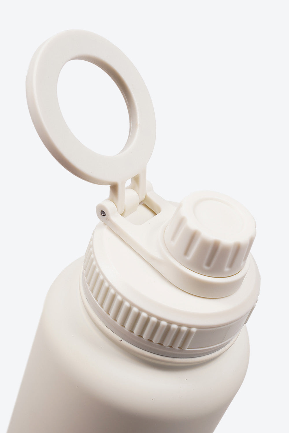 TERMO DE ACERO INOXIDABLE CON SOPORTE PARA CELULAR 2 EN 1 BLANCO 950ML