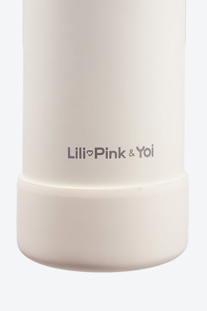 TERMO DE ACERO INOXIDABLE CON SOPORTE PARA CELULAR 2 EN 1 BLANCO 950ML