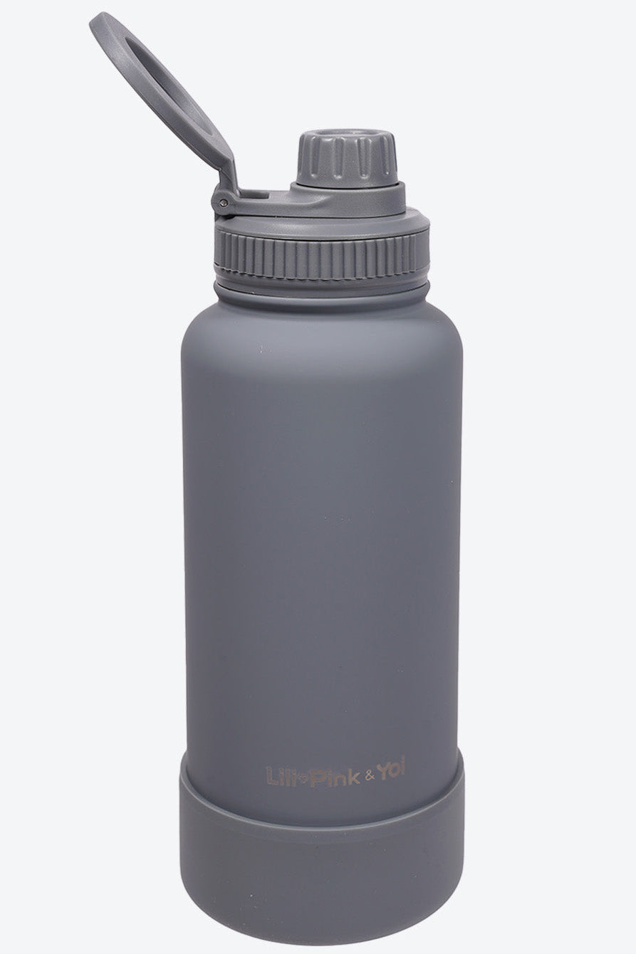 TERMO DE ACERO INOXIDABLE CON SOPORTEPARA CELULAR 2 EN 1 GRIS 950ML