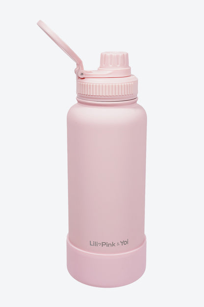 TERMO DE ACERO INOXIDABLE CON SOPORTE PARA CELULAR 2 EN 1 ROSA 950ML